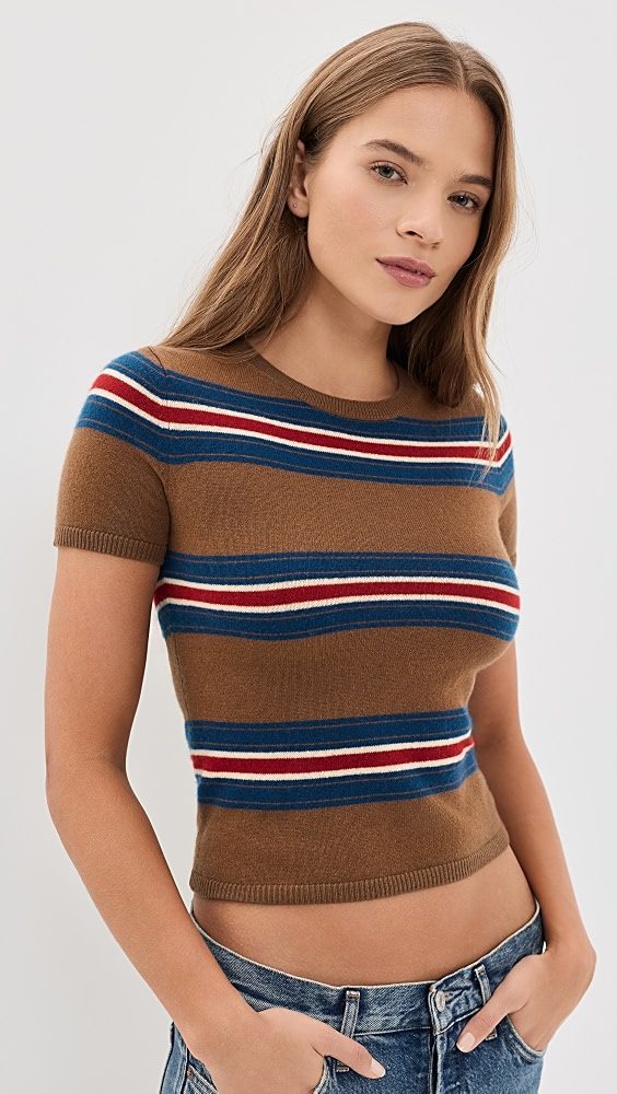 STAUD Easy Cashmere Tee_Savoy Stripe