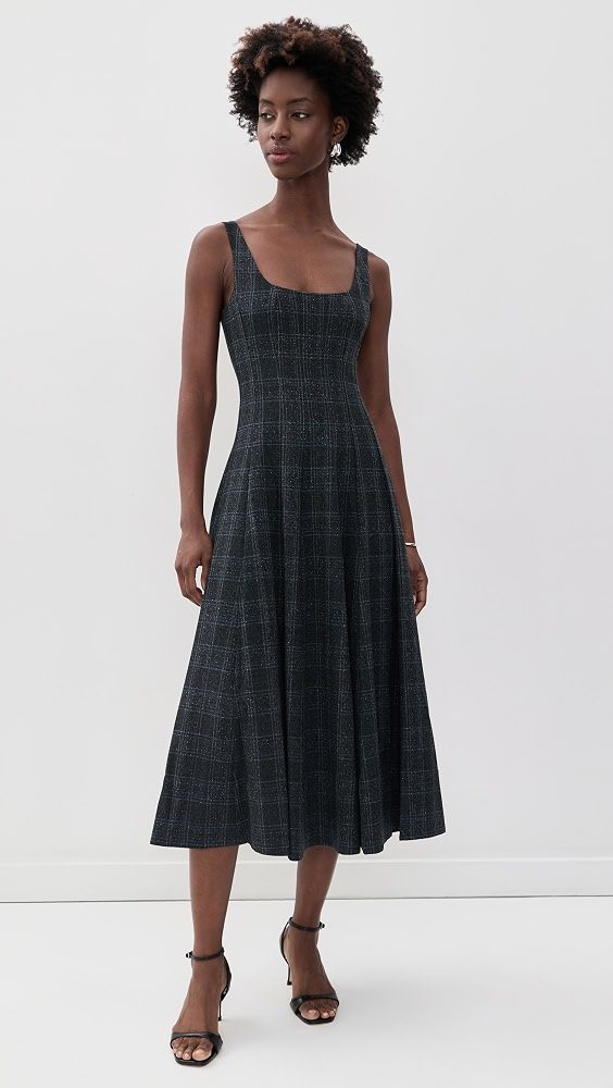 STAUD Wells Dress_Ink Blue Plaid