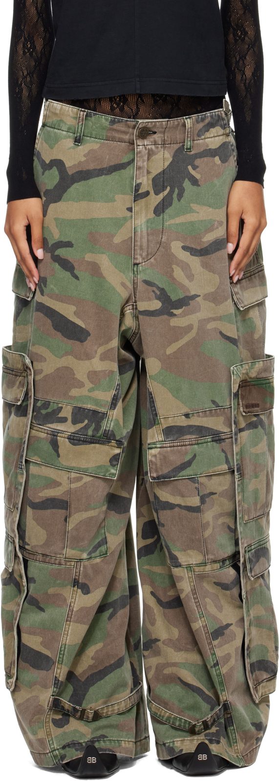 Khaki Merged Cargo Pants 262669F087000