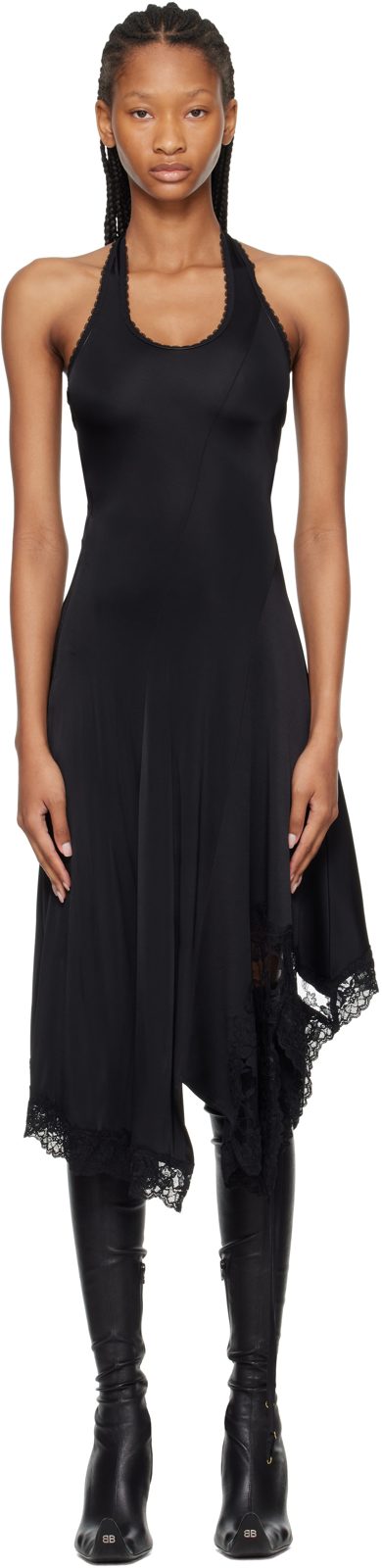 Black Twisted Lingerie Midi Dress 262669F054000