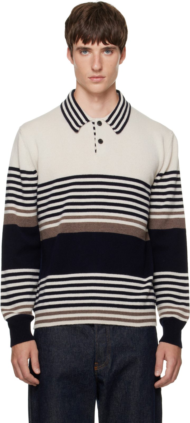 Paul Smith [오프화이트] Stripe Wool Polo Sweater 262260M212005