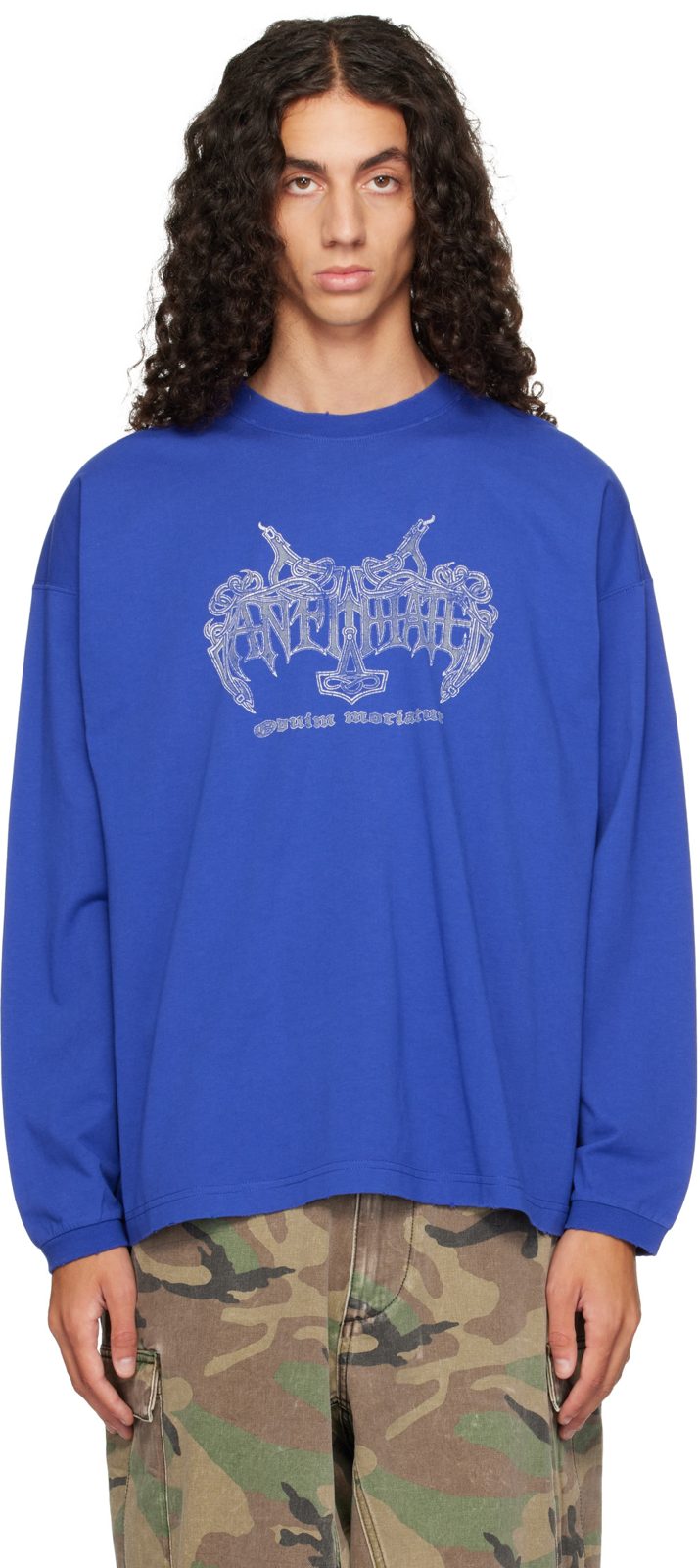 Blue Antihate Longsleeve T-shirt 262669M213017
