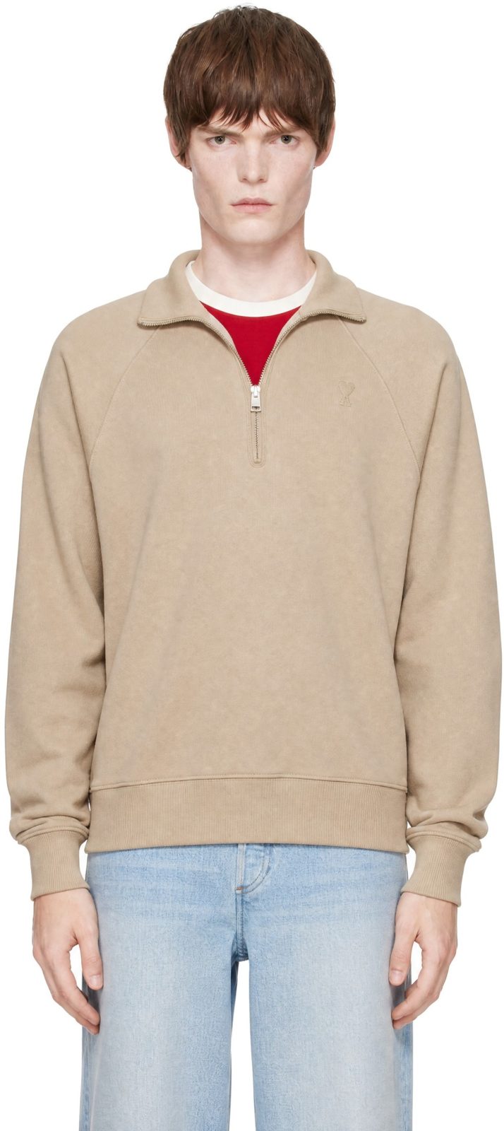 Beige Cotton Zipped EM[보스]ED Ami de Coeur Sweatshirt 262482M202005