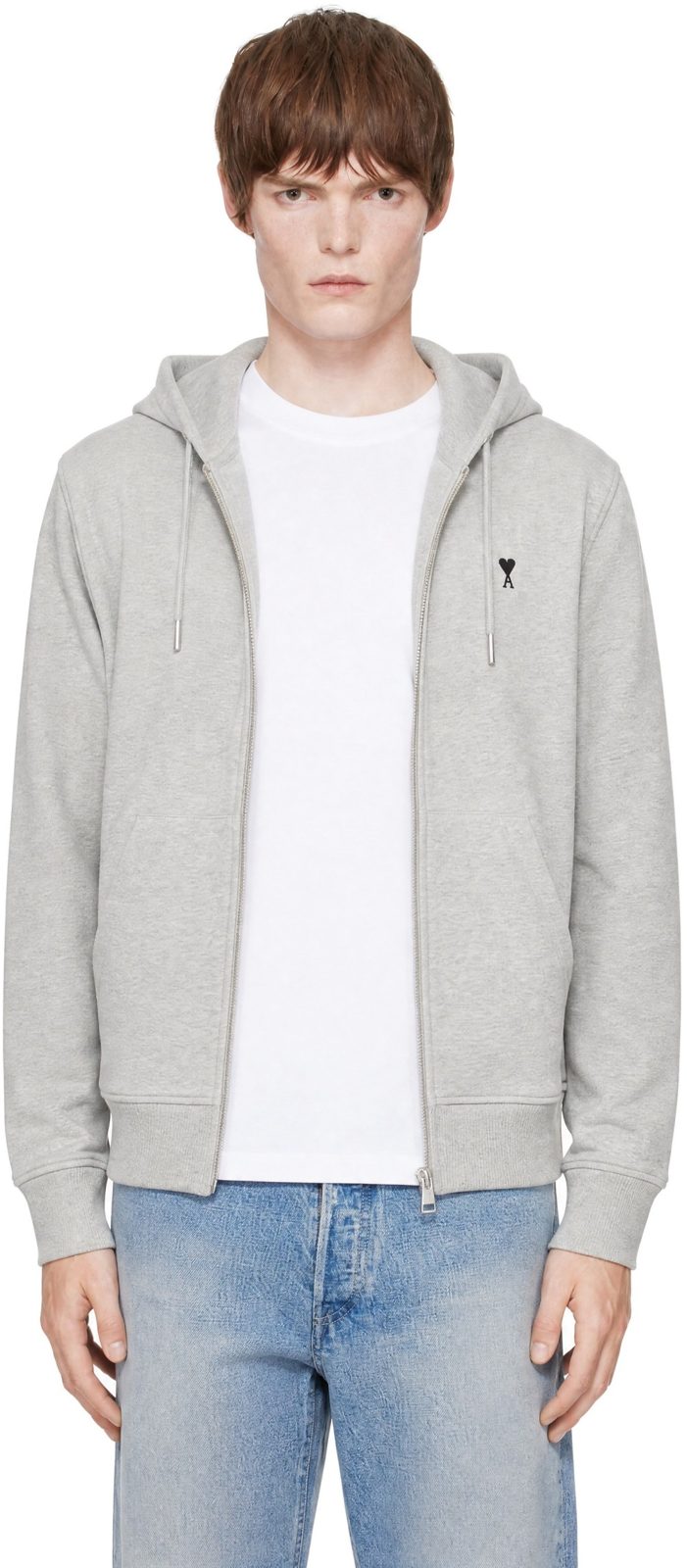 Black Cotton Ami de Coeur Zipped Hoodie 262482M202010