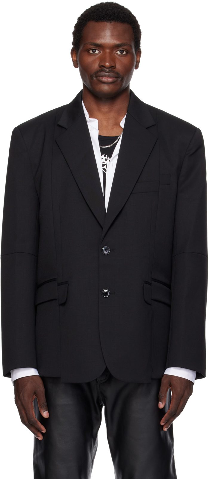 Gray Cut-Up Tailored Blazer 262669M195000