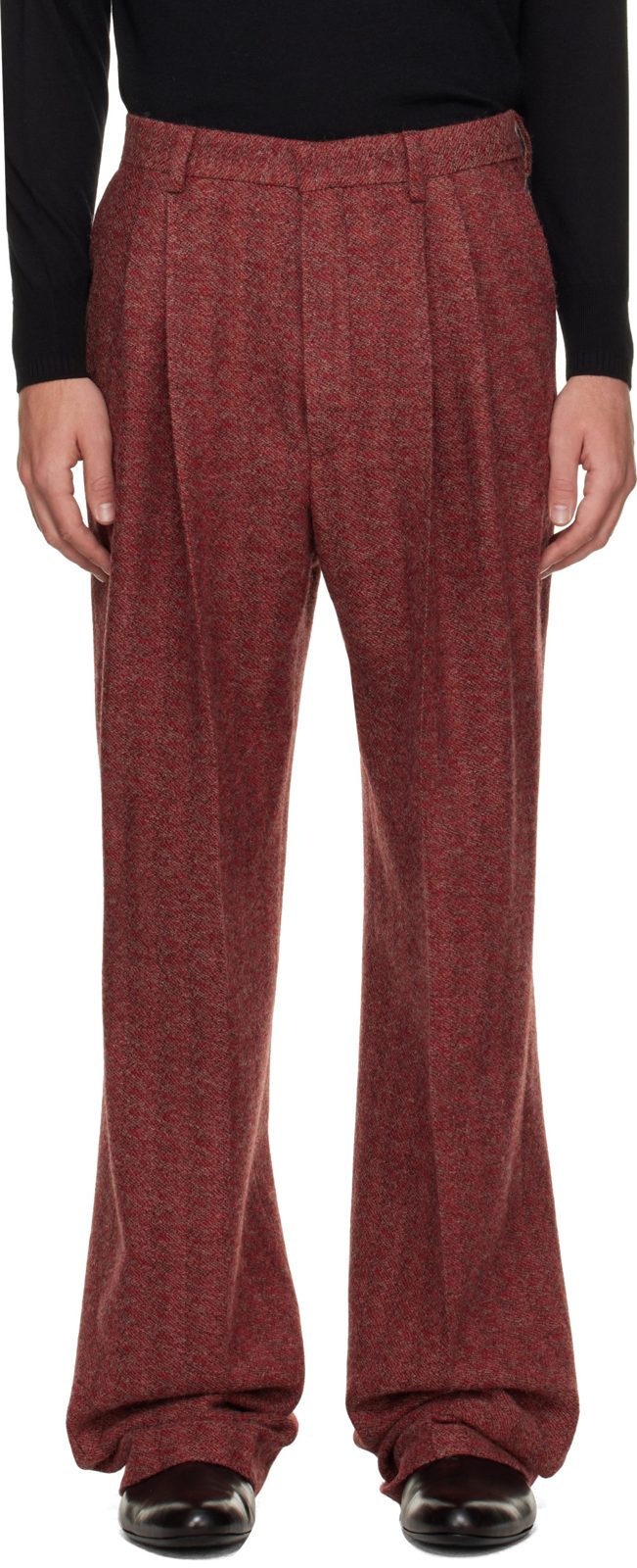 Red Straight-Leg Wool Trousers 262358M191027