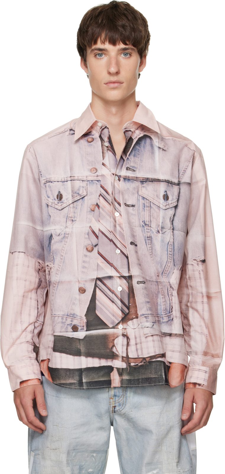 Pink Printed Button-Up Shirt 262129M192014