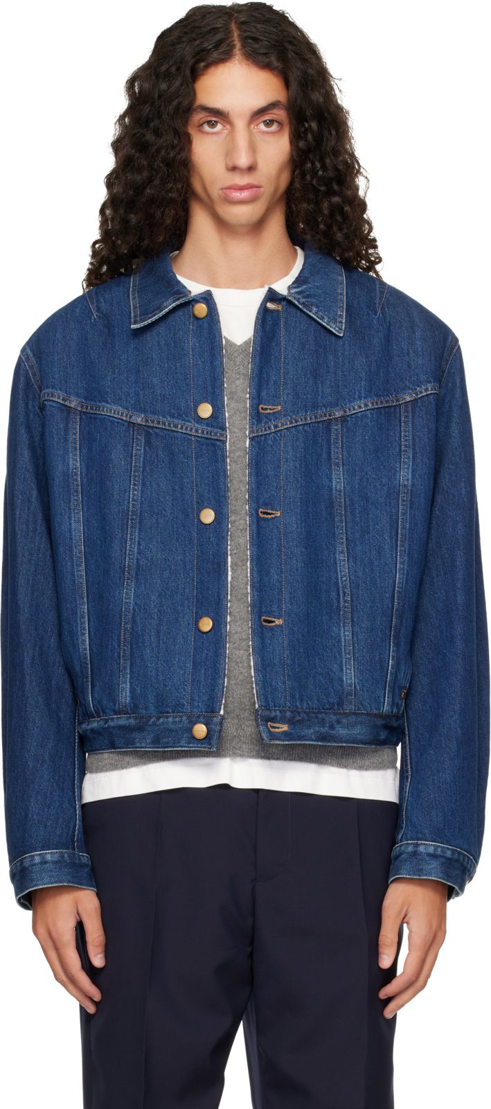 Blue Fleece-Lined Denim Jacket 262249M177001