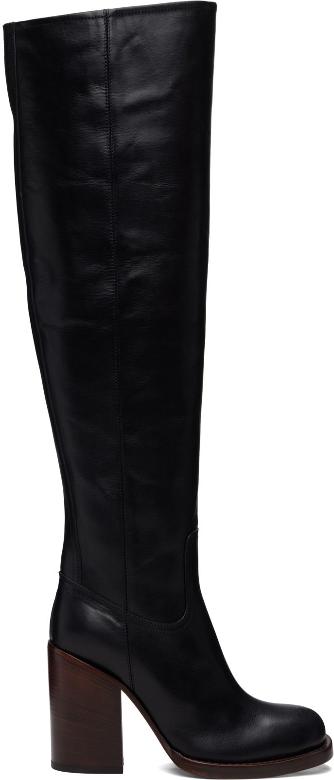 Black 100mm Square Toe Tall Boots 262358F115002