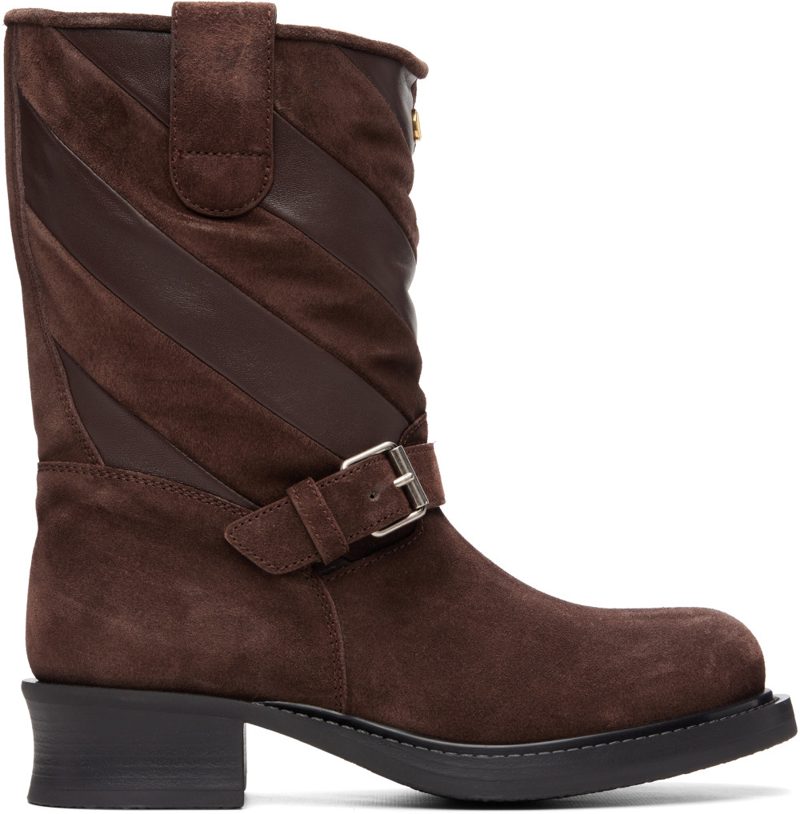 Garavani Brown Patchwork Nappa Boots 262807F114000