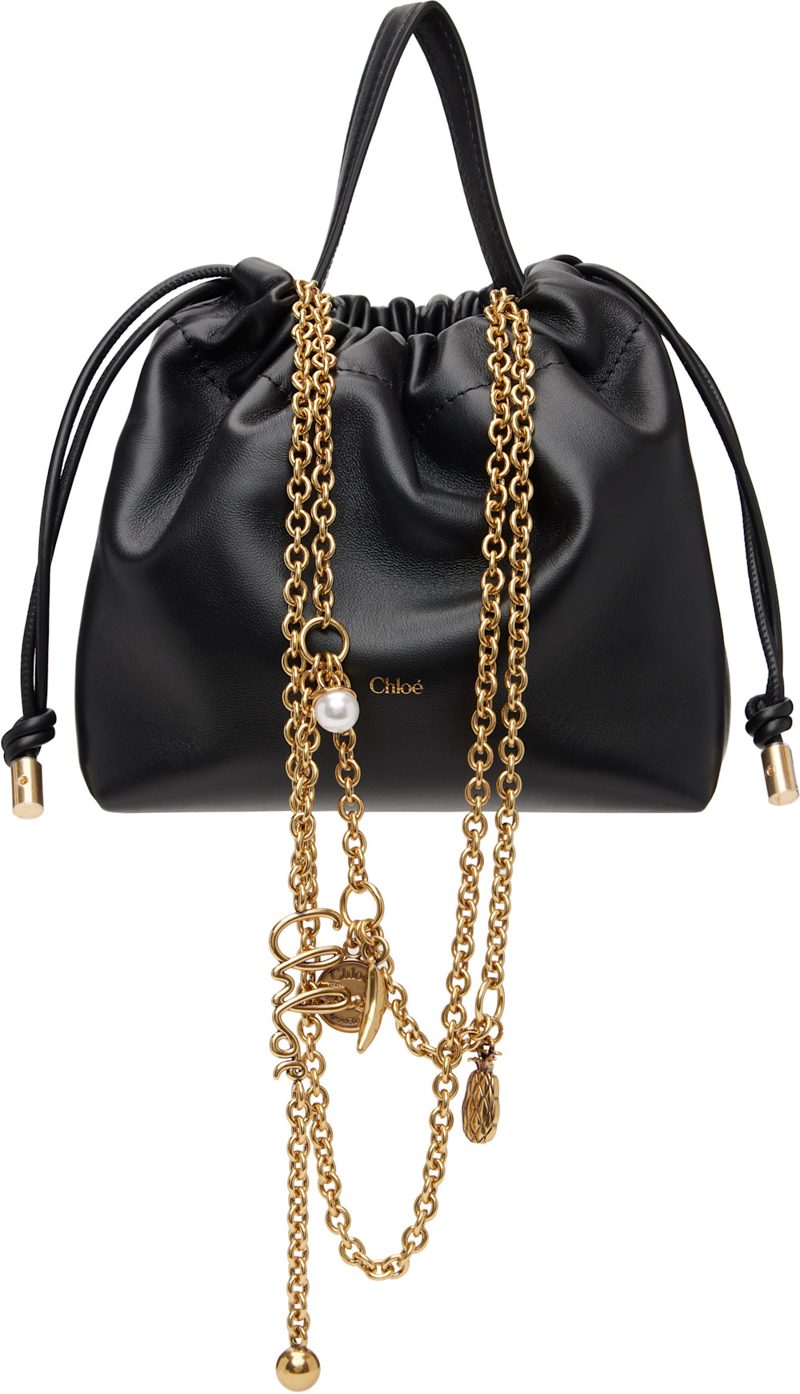 Black Mini Chloe Icons Chain Shoulder Bag 261338F048005