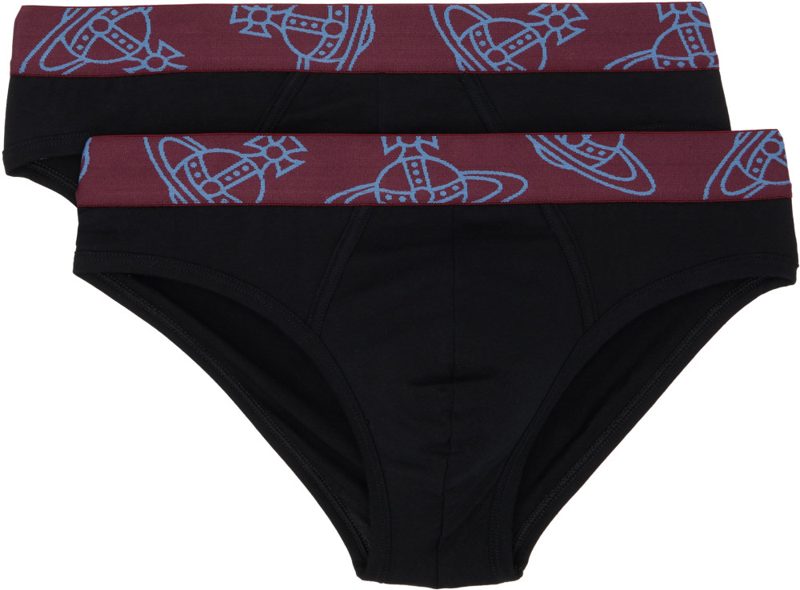 Two-Pack Black Cotton Briefs 262314M217002