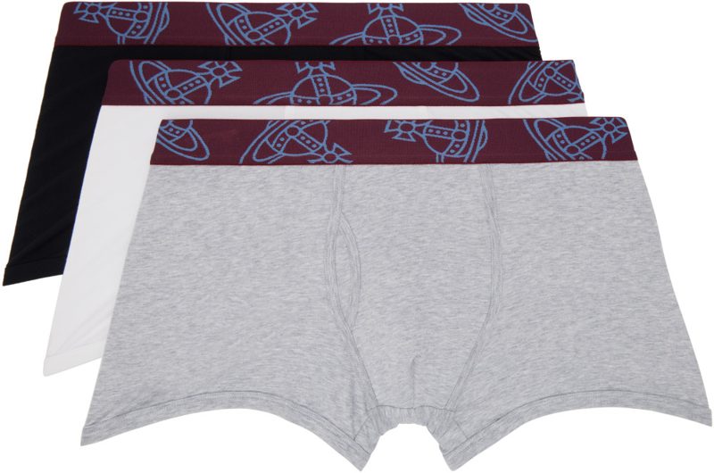 Three-Pack Multicolor Cotton Boxer Briefs 262314M216000