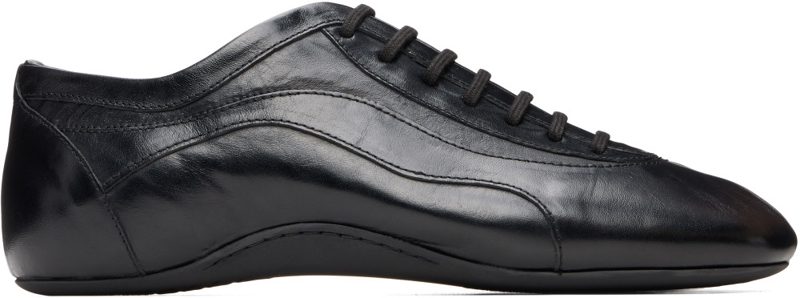 Black Leather Ballerina Sneakers 262358M237015