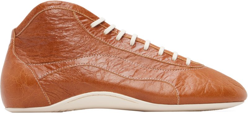 Tan Leather Ballerina Sneakers 262358M237011