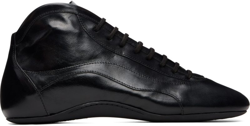 Black Leather Ballerina Sneakers 262358M237013