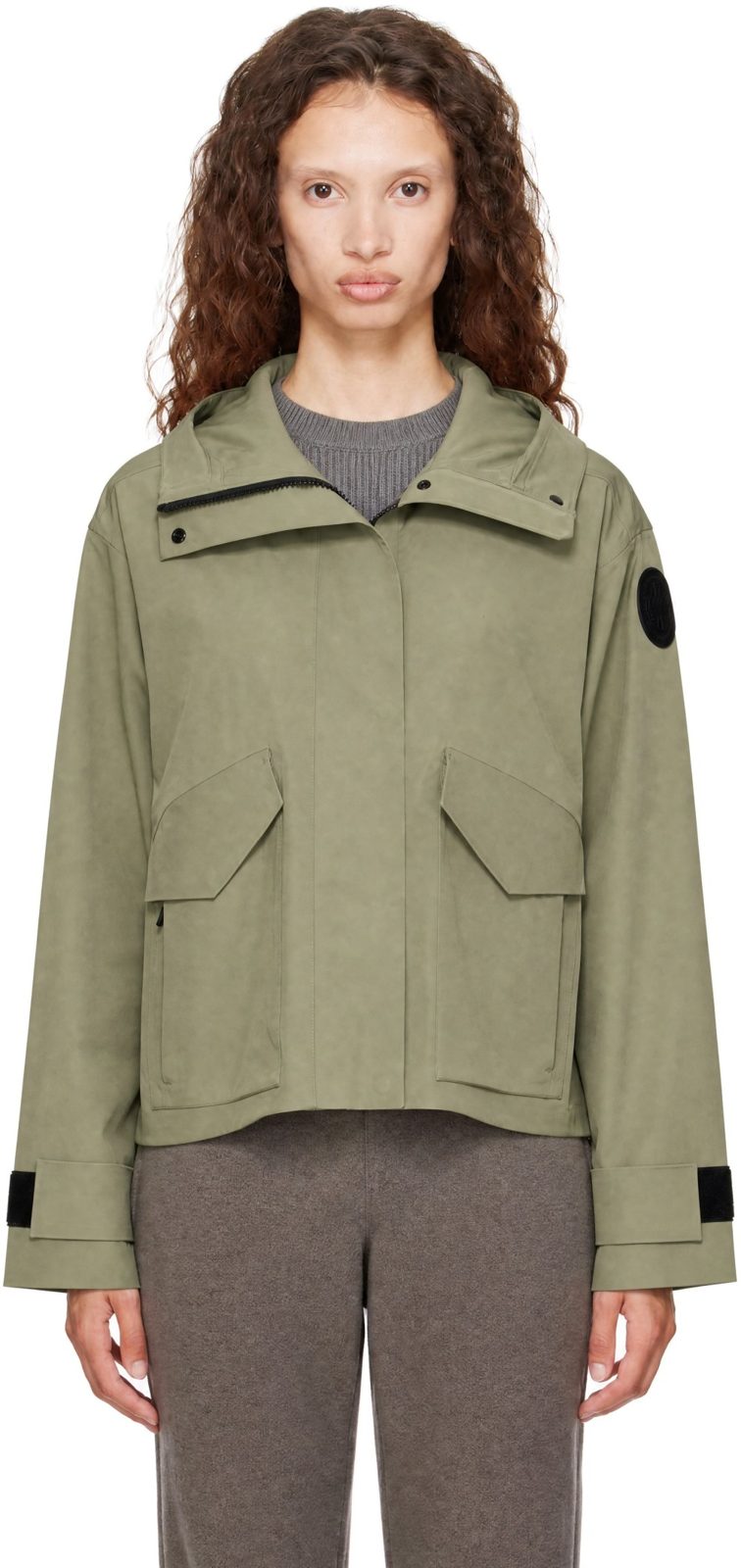 Khaki Black Disc Tofino Rain Jacket 262014F063000