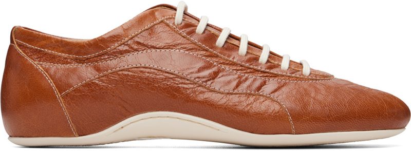 Tan Leather Ballerina Sneakers 262358M237014