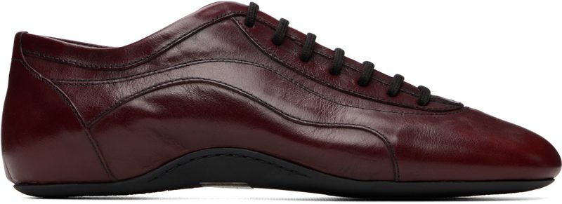Burgundy Leather Ballerina Sneakers 262358M237016