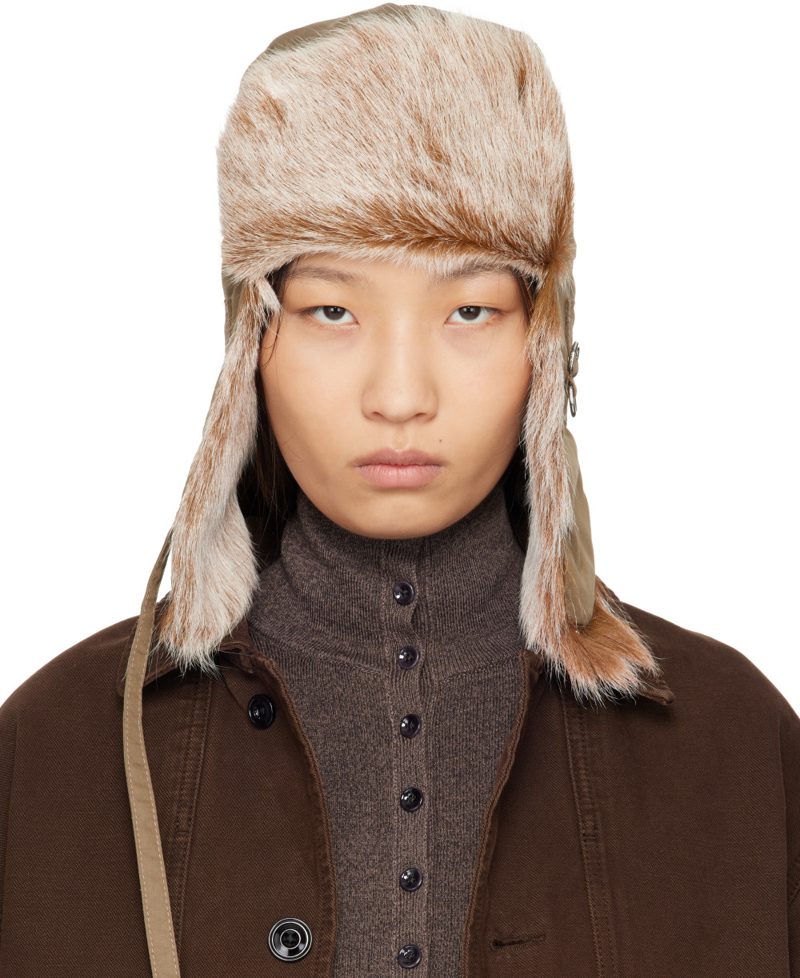 Beige Fuzzy Chapka Hat 262646F014000