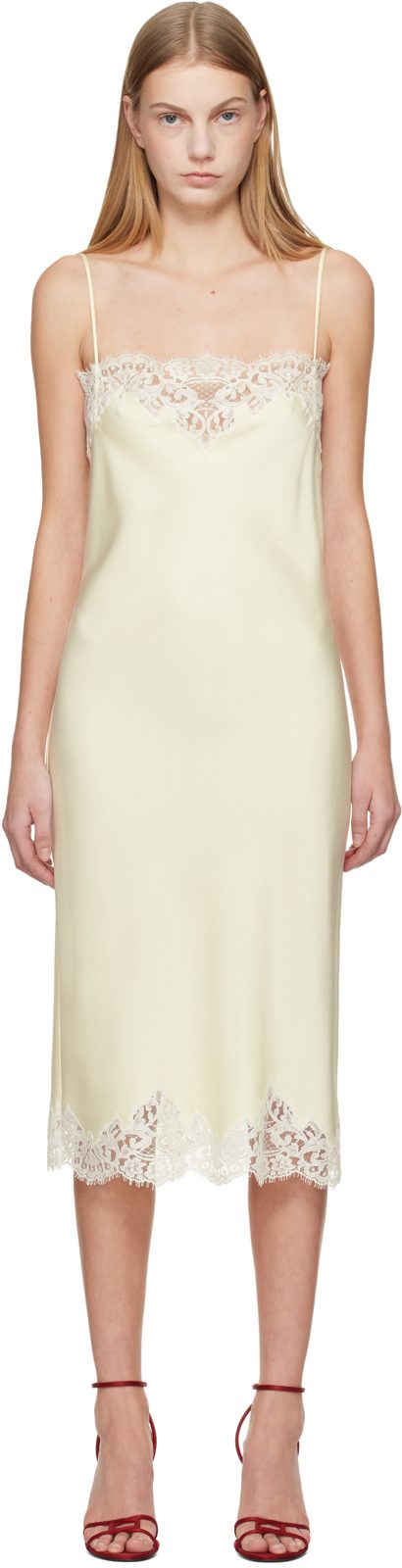 오프화이트 Sleeveless Lace Satin Midi Dress 261471F054002
