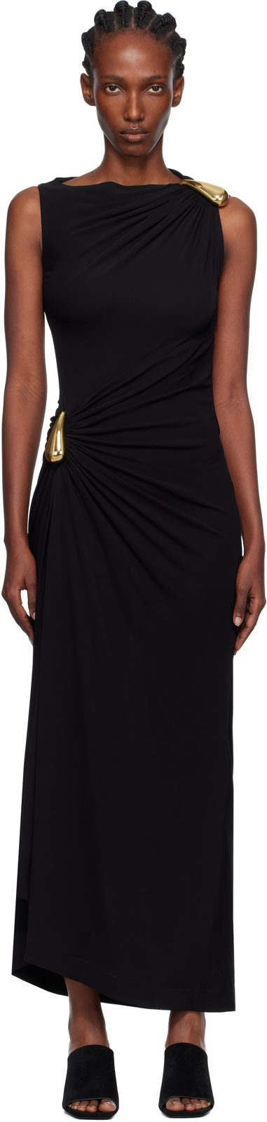 Black Viscose Jersey Maxi Dress 252798F055001