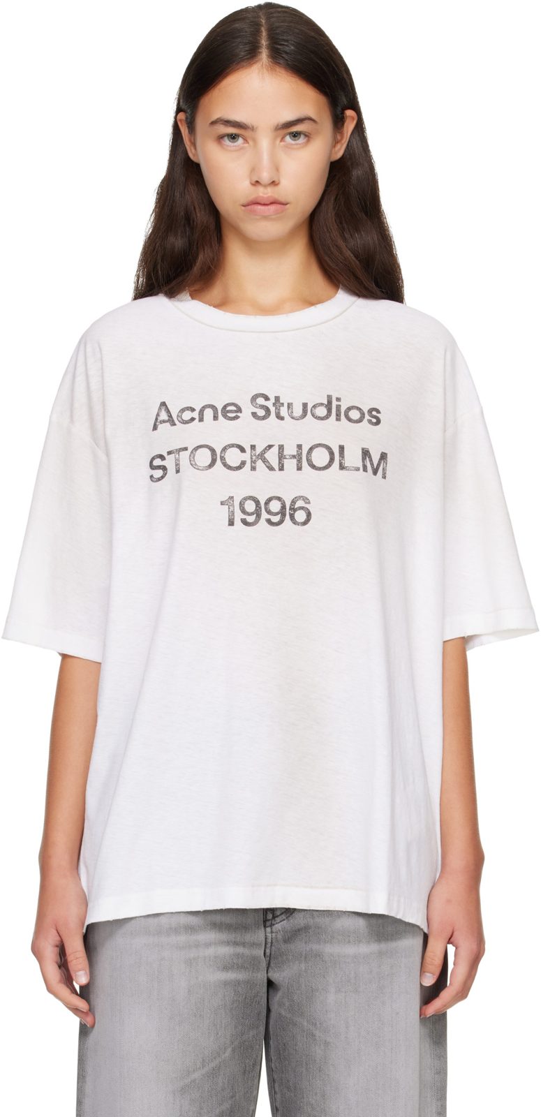 White Sprayed Logo T-shirt 262129F110095