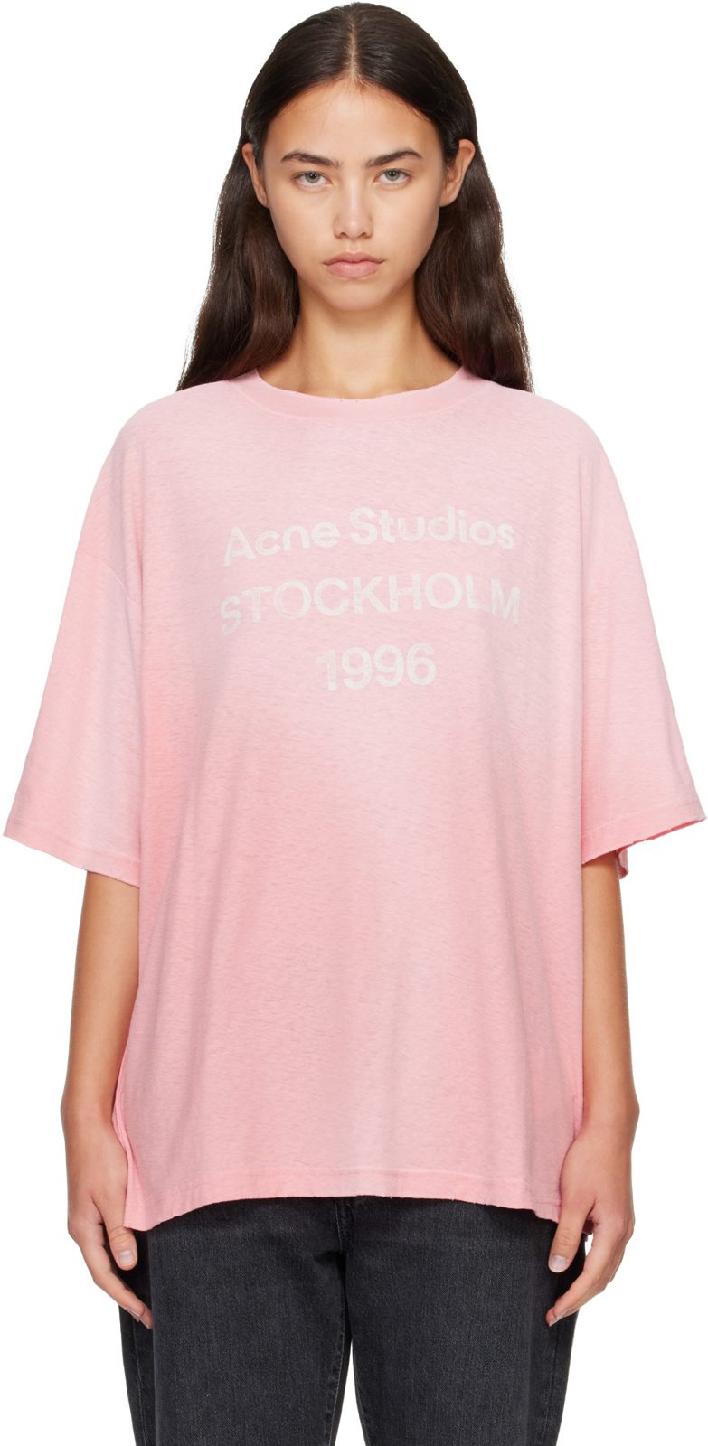 Pink Sprayed Logo T-shirt 262129F110093