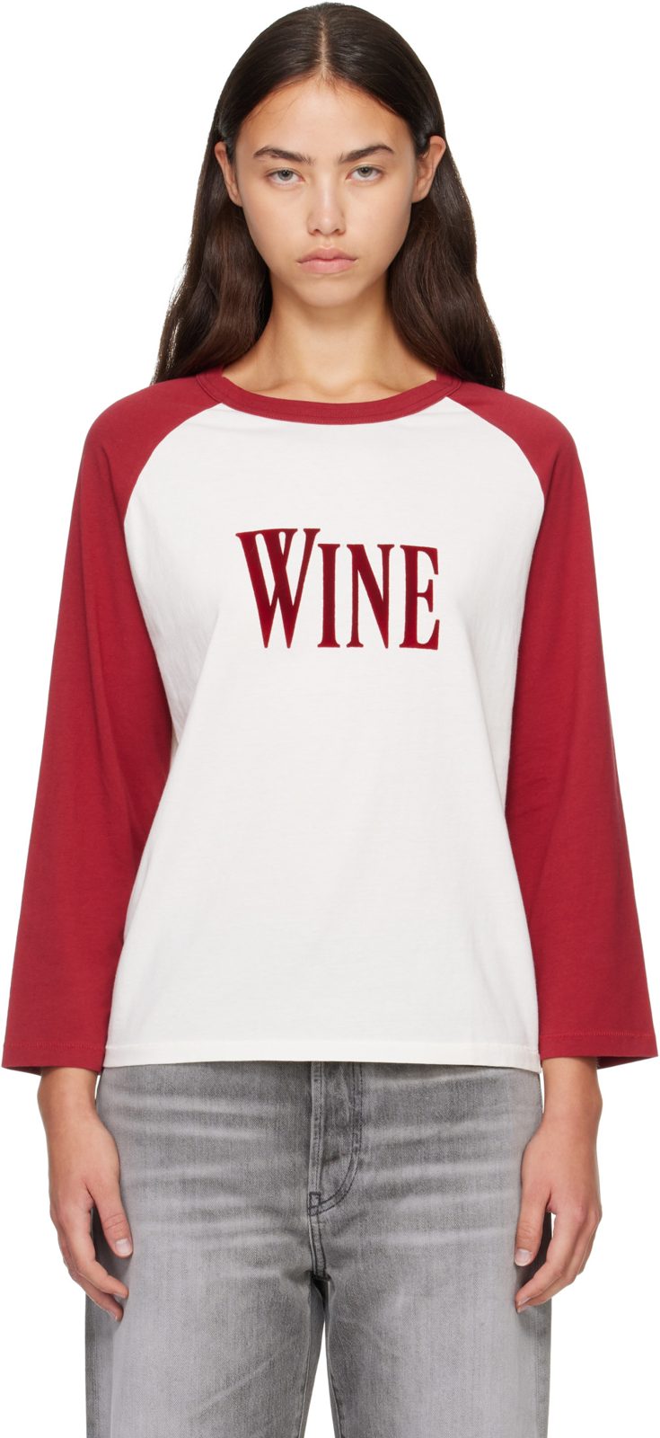 Burgundy & White Wine T-shirt 262129F110075