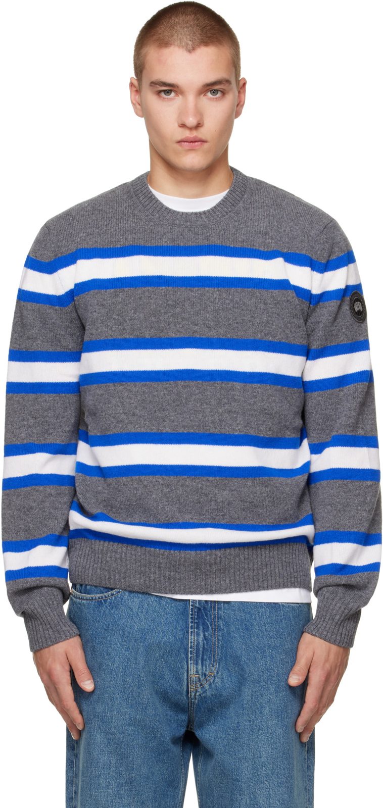 Gray Matawin Knit Crew Sweater 262014M201000