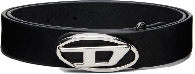 Black Oval D Logo Leather Belt 262001M131018