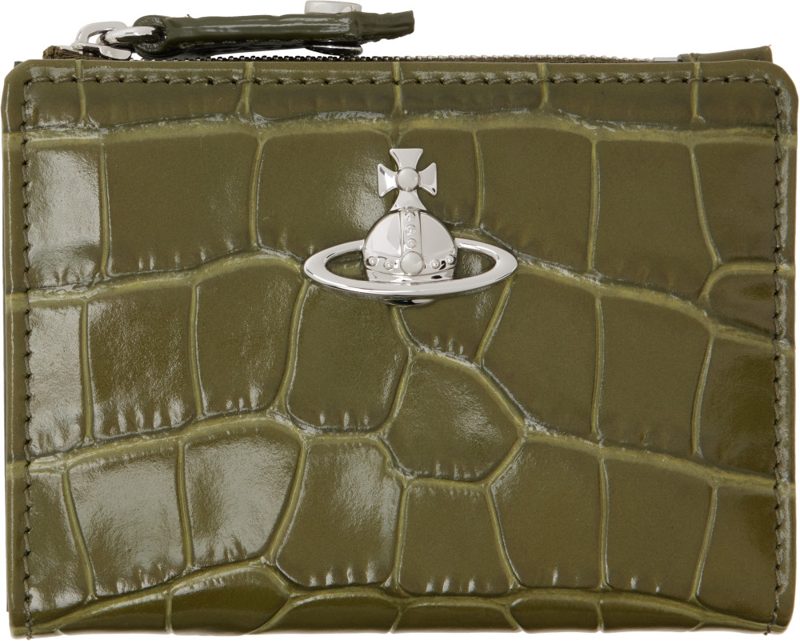 Khaki Slim Flap Card Holder 262314M163078