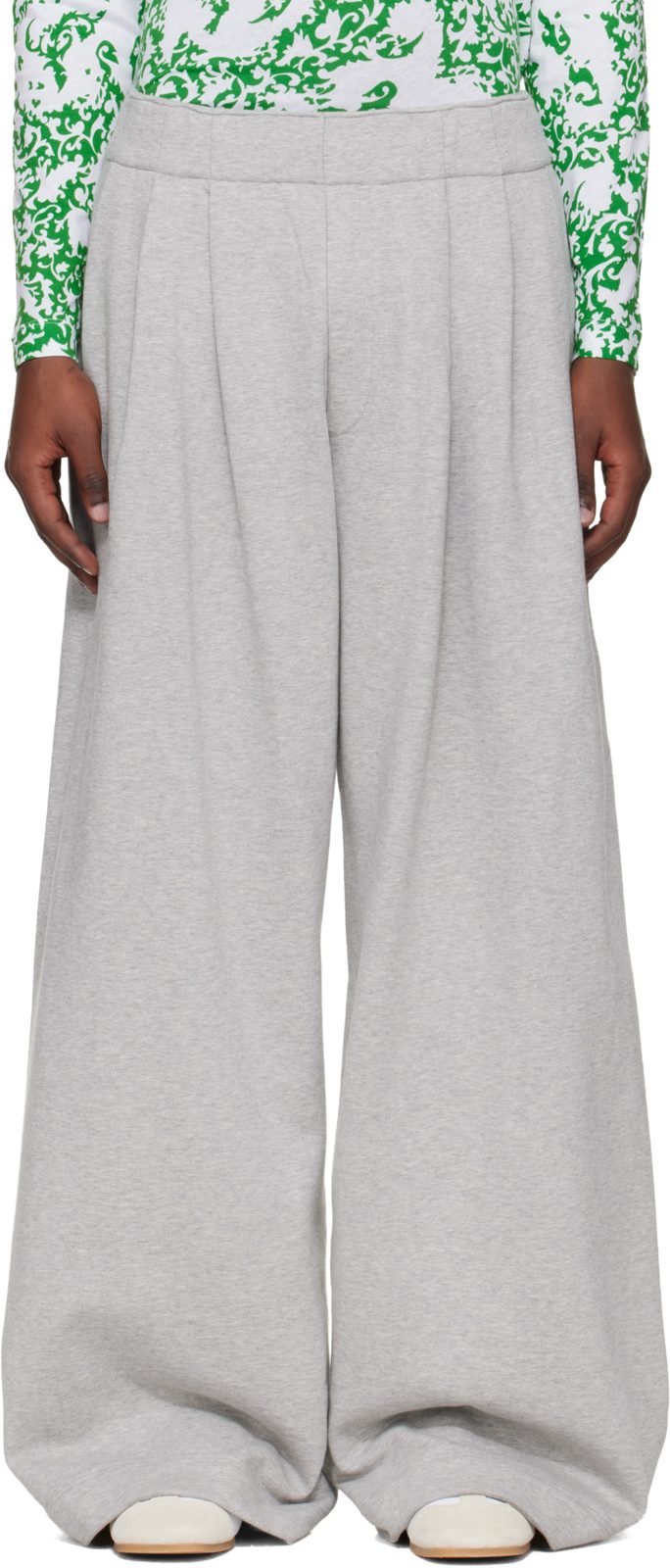 Gray Pleated Sweatpants 261358M190007