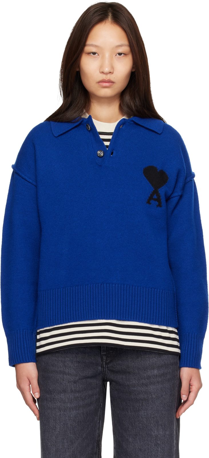 Blue Wool Ami de Coeur Polo 262482F108000