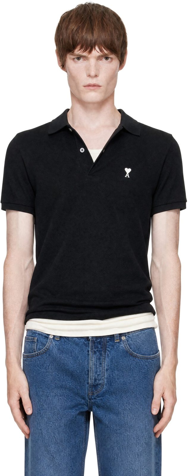 Black Cotton Ami de Coeur Polo 262482M212007