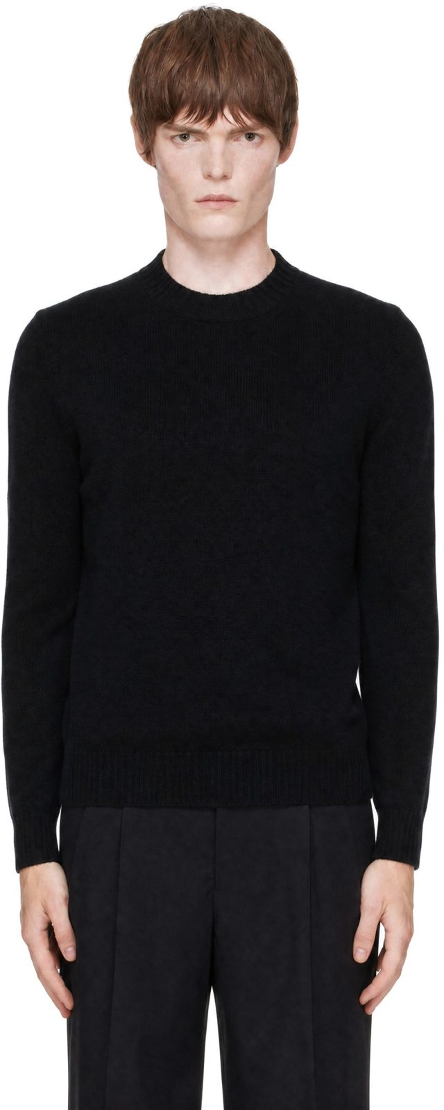Black Crewneck Cashmere Ami de Coeur Sweater 262482M201001