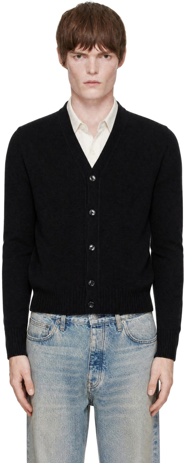 Black Cashmere Tonal Ami de Coeur Cardigan 262482M200001