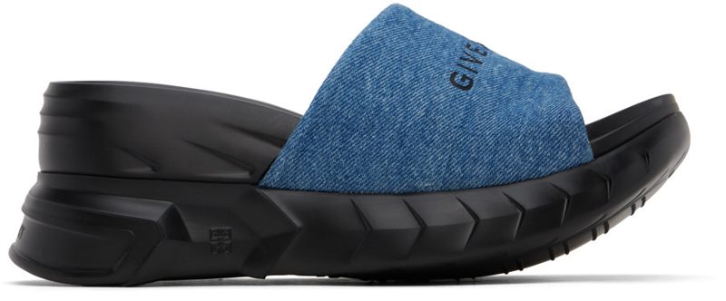 Black & Blue Marshmallow Heeled Sandals 241278F125015