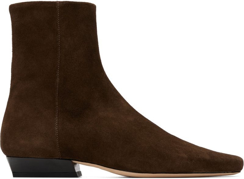 Staud Brown Wally Flat Ankle Boots 262386F113003