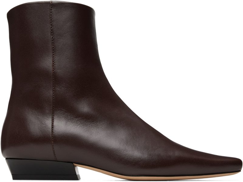 Staud Brown Wally Flat Ankle Boots 262386F113004