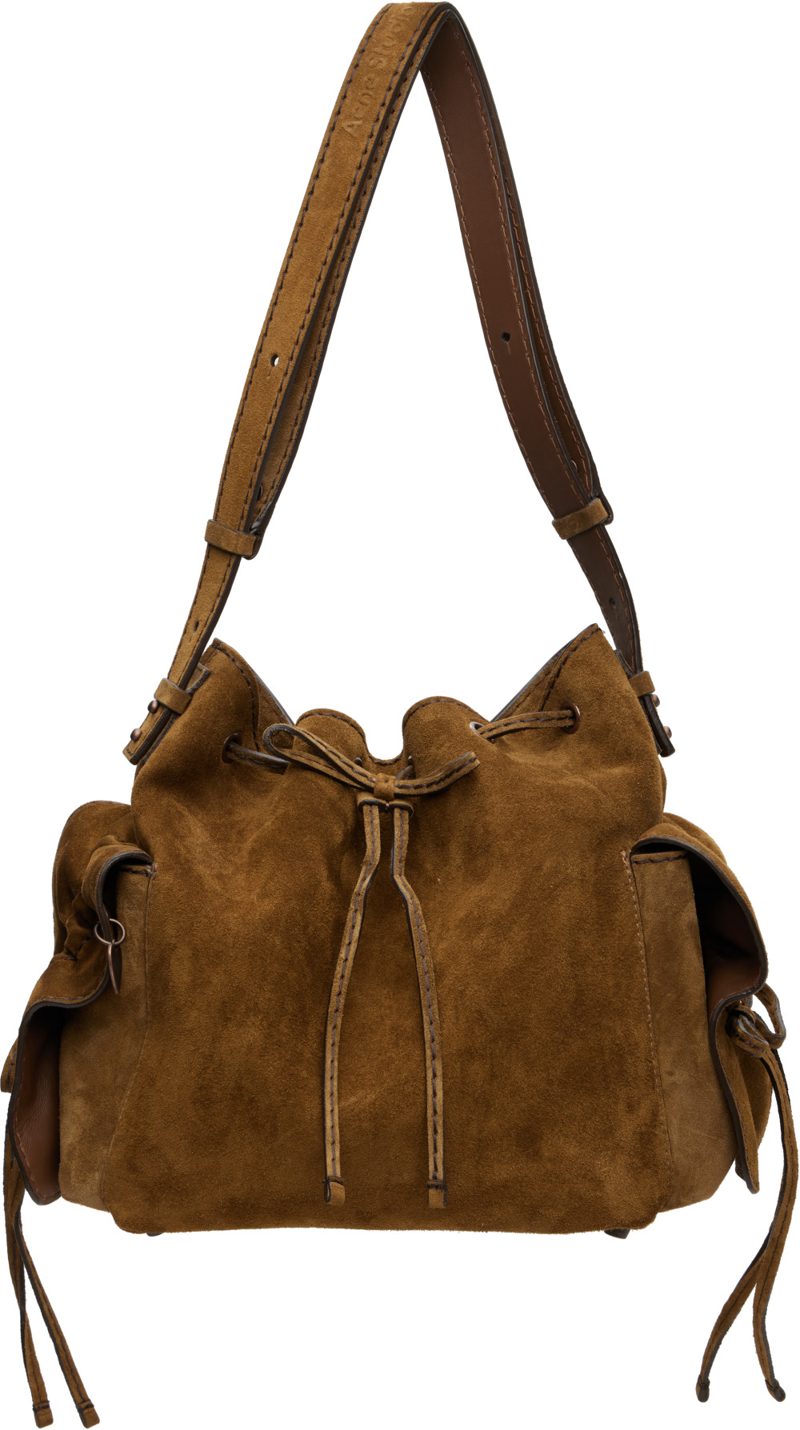 Tan Multipocket Suede Bucket Bag 262129F048025