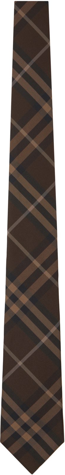 Brown Check Silk Tie 262376M158001
