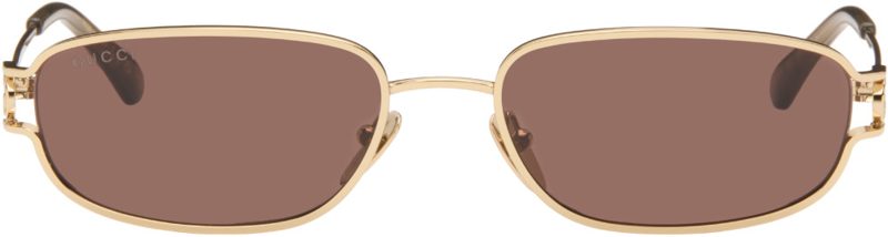 Gold Rectangular-Frame Sunglasses 262451M134035