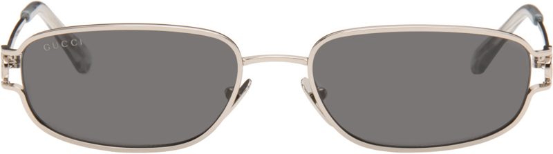 Silver Rectangular-Frame Sunglasses 262451M134034