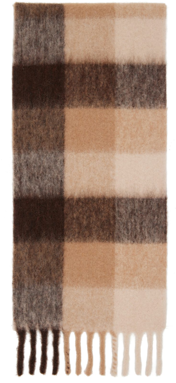 Paul Smith Beige & Brown Brushed Check Scarf 262260M150003