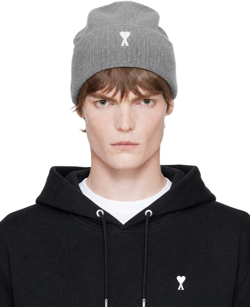 Gray Alpaca Ami de Coeur Beanie 262482M138002