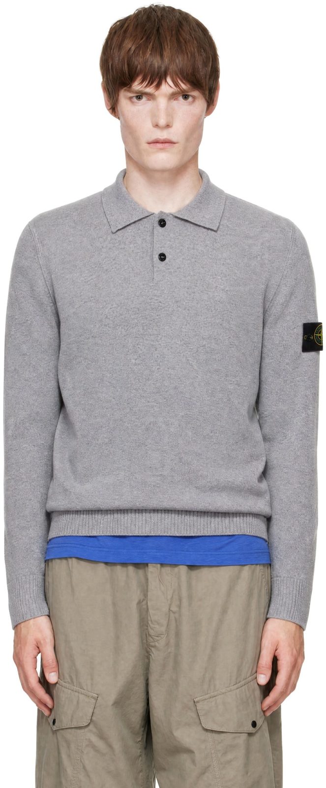 Gray 5100018 Geelong Wool LS Polo 262828M212015