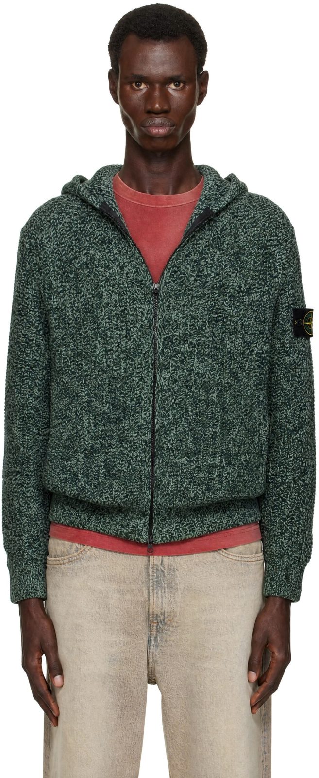 Green 5100065 Mouline Cotton Chenille Hoodie 262828M202017
