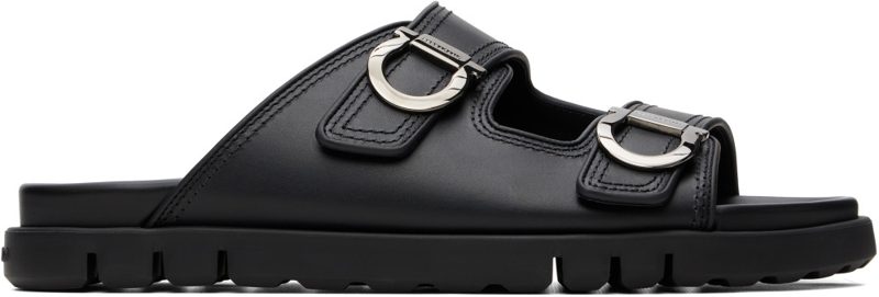 Black Double-Strap Sandals 262270M234002