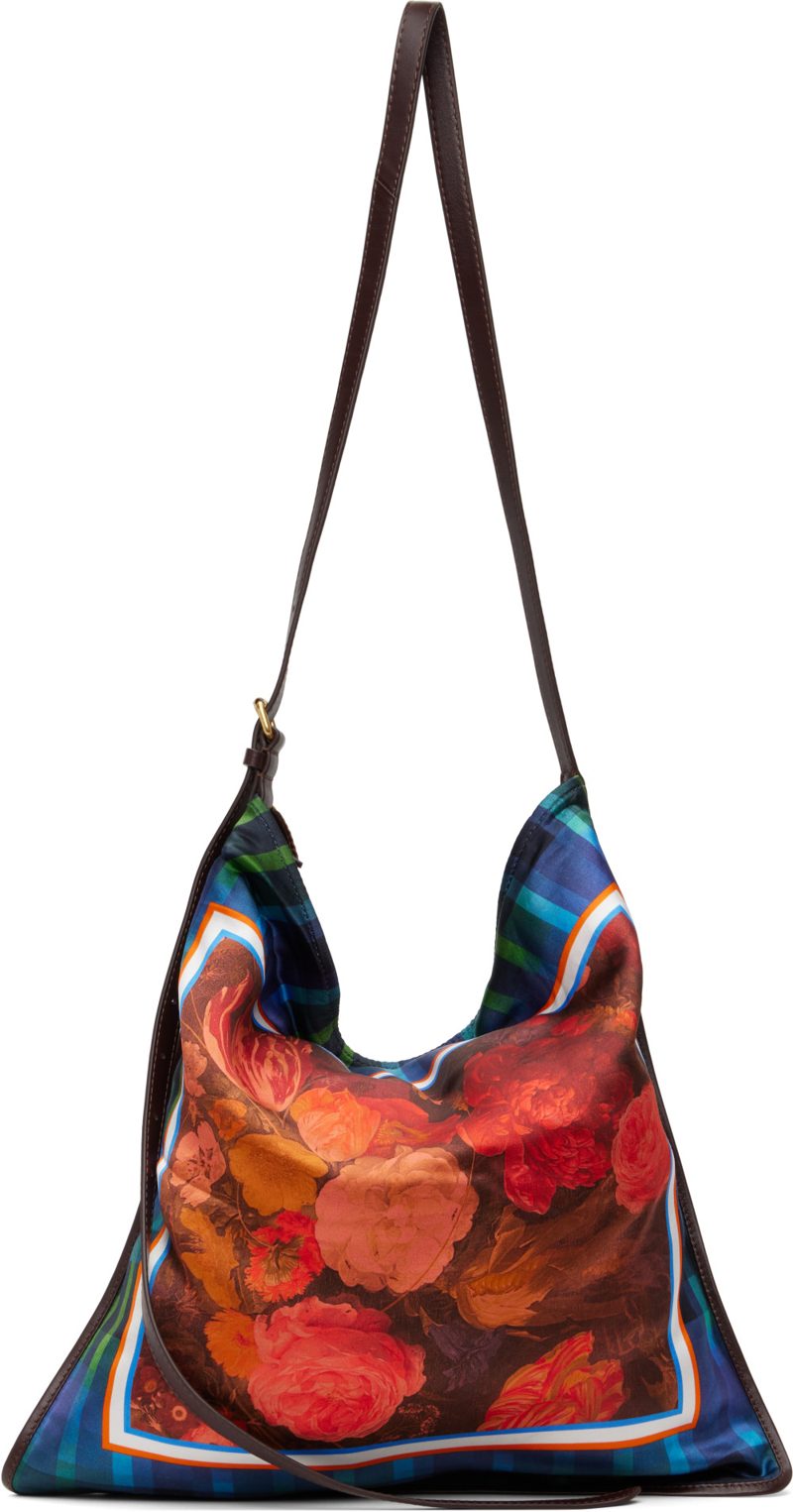 Red & Blue Large Scarf Print Shoulder Bag 262358F048007